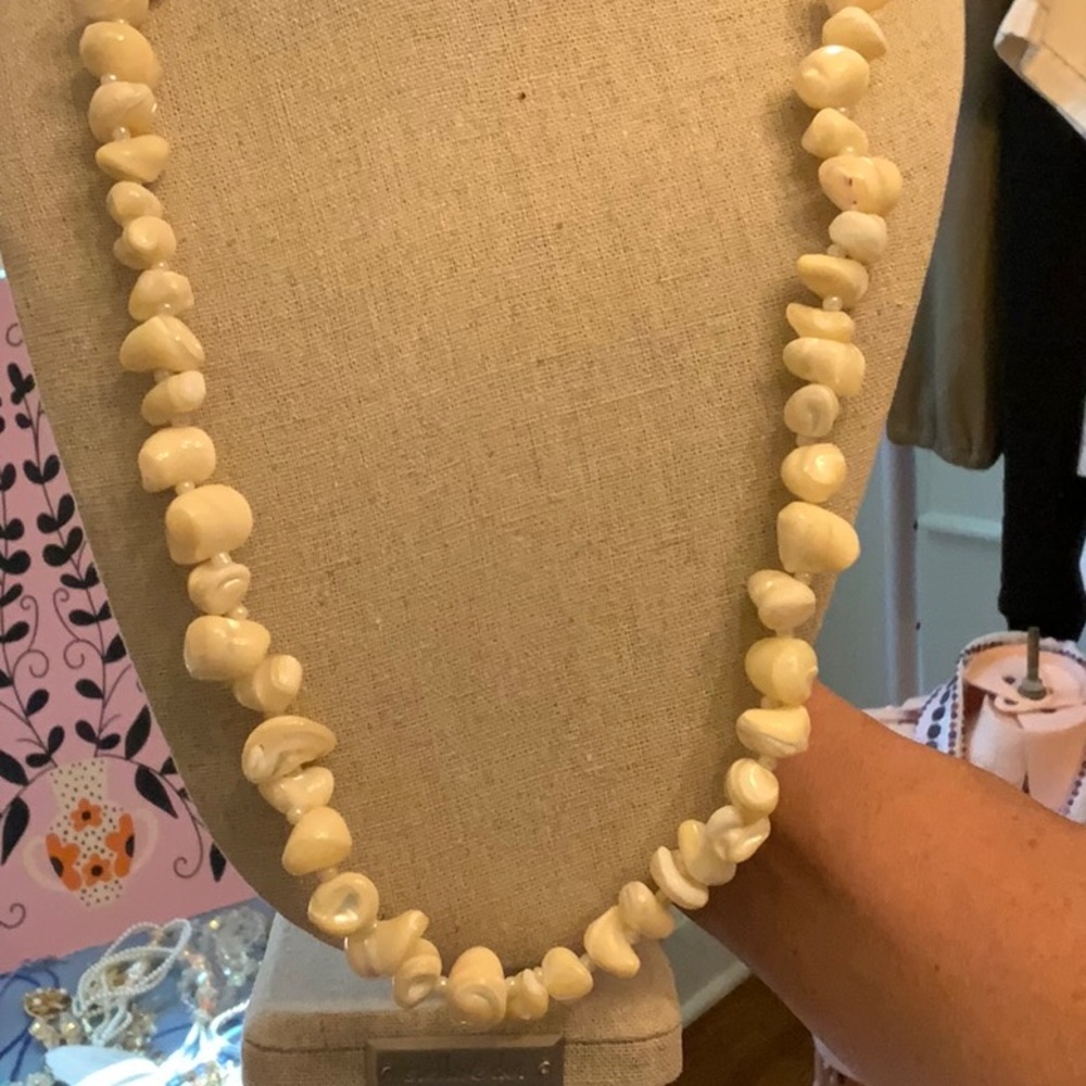 Elegant Cream Beaded shell Necklace